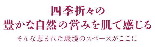 四季折々の 豊かな自然の営みを肌で感じる そんな恵まれた環境のスペースがここに